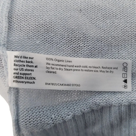 Eileen Fisher Women's Cardigan Size S Small 100% Linen Light Blue‎ Open Front - Picture 5 of 5